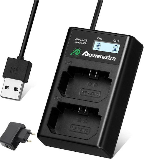 Powerextra Doppelter Batterieladegerät Kompatibel mit Sony NP-FZ100