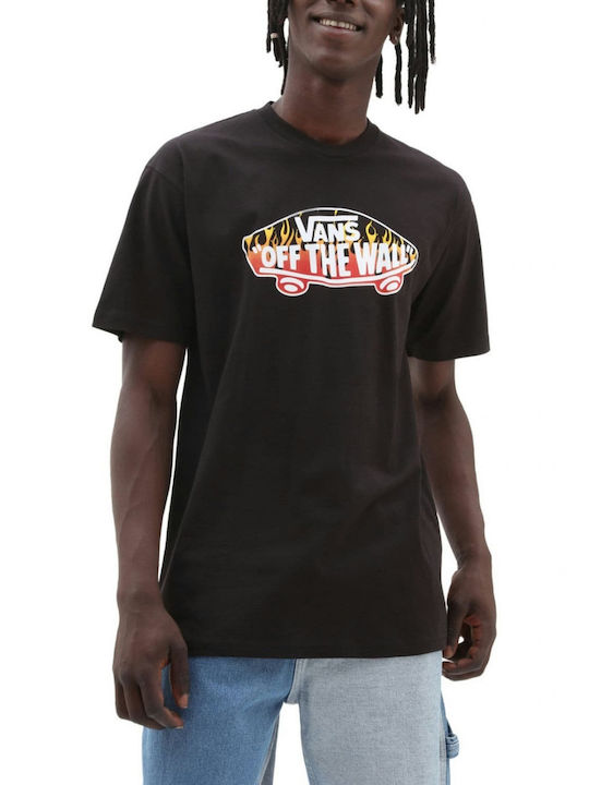 Vans Off The Wall Inflamed Ανδρικό T-shirt Μαύρο με Στάμπα