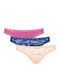 24/7 Weekend H Tanga Βαμβακερά Women's Slip 3Pack Fuchsia/Blue/Beige