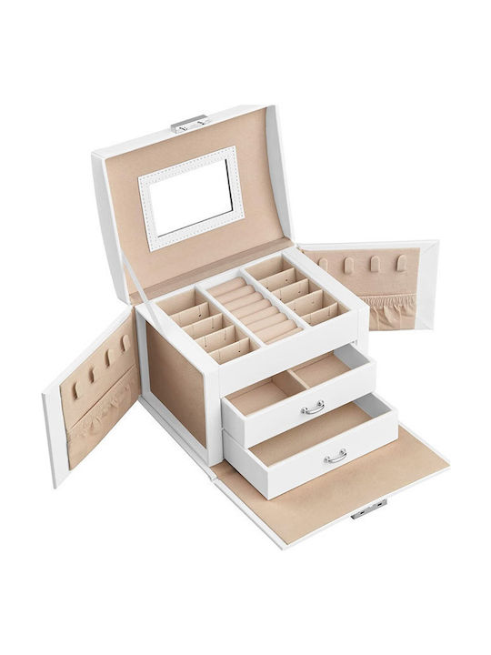 Songmics Jewellery Box Velvet White 13.8x17.7x13.5cm