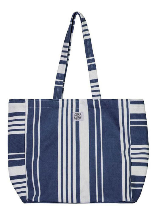 Protest Fabric Beach Bag Blue with Stripes