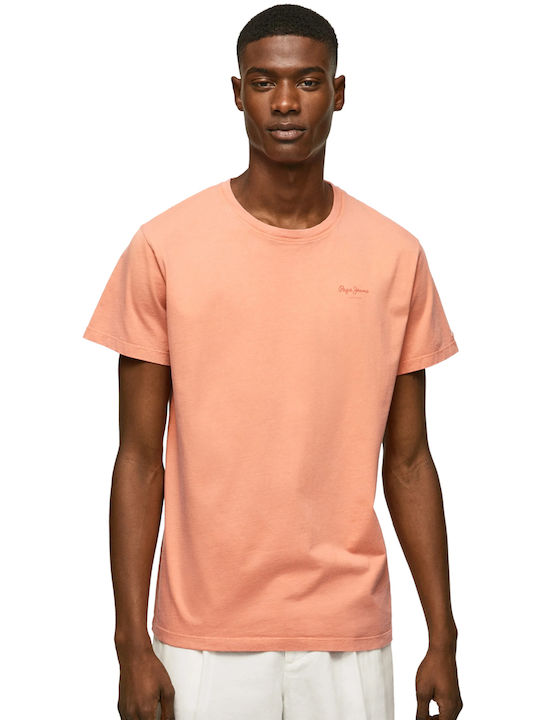 Pepe Jeans Ανδρικό T-shirt Πορτοκαλί Μονόχρωμο