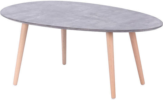 Oval Central Coffee Table Hamilton Wooden Cement and Natural M98xL60xH38cm
