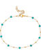 Excite-Fashion Gold Plated Anklet Chain Made of Steel Turquoise