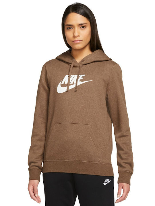Nike NSW Club Women's Hooded Fleece Sweatshirt Brown