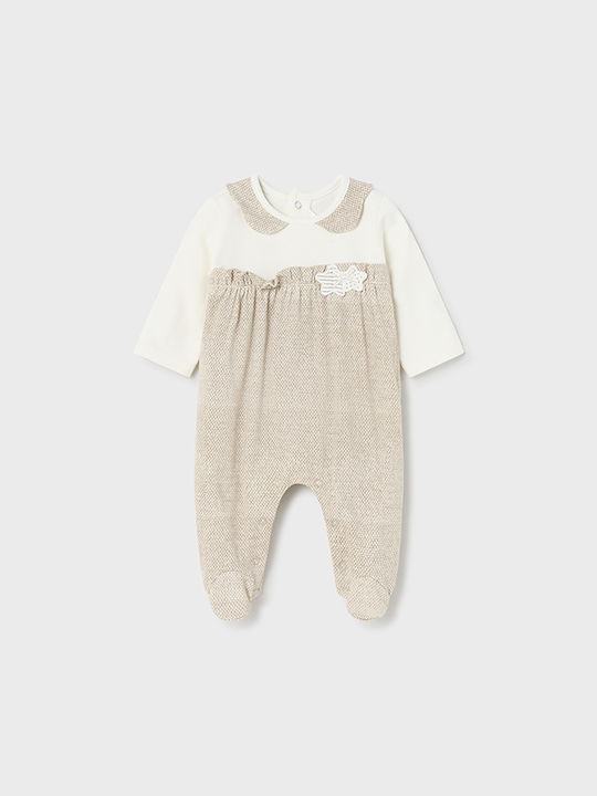 Mayoral Baby Bodysuit Set Long-Sleeved Beige