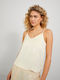 Women's Blouse Satin with Straps & V Neckline Seedpearl