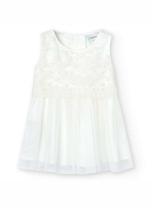 Boboli Kids Dress Tulle Sleeveless Ecru