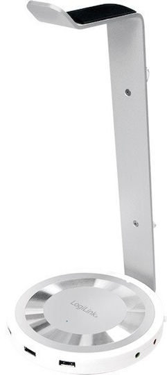 LogiLink Стойка за слушалки С USB порт Сребрист