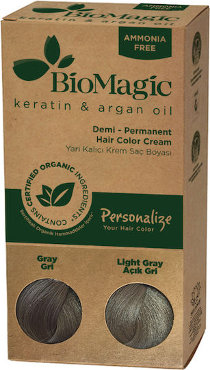 BioMagic Keratin & Argan Oil Demi-Permanent Vopsea Temporară De Păr Fără Amoniac Gri Deschis 60ml