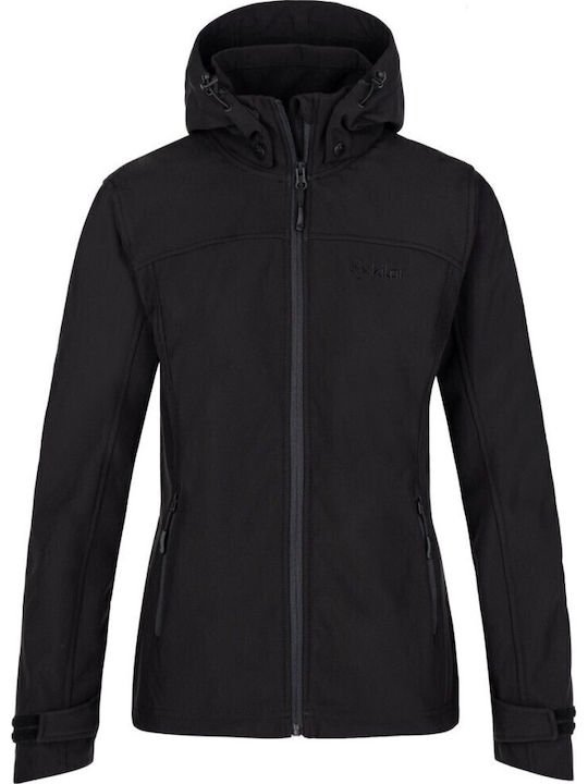 Ravia Women's Short Sports Softshell Jacket Waterproof and Windproof for Winter with Hood Black