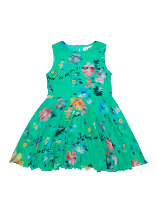 Desigual Kids Dress Floral Sleeveless Green