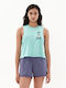 Emerson Women's Athletic Crop Top Sleeveless Turquoise