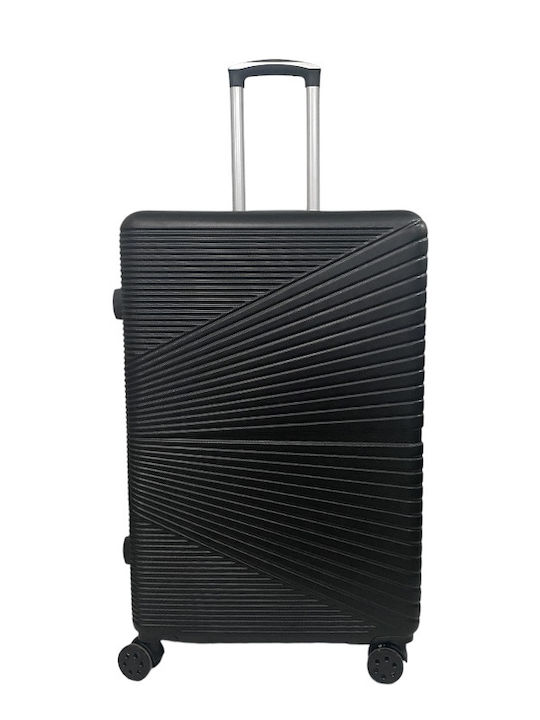 Ormi AL-New Large Hard Black Suitcase with 4 Wheels Height 75cm