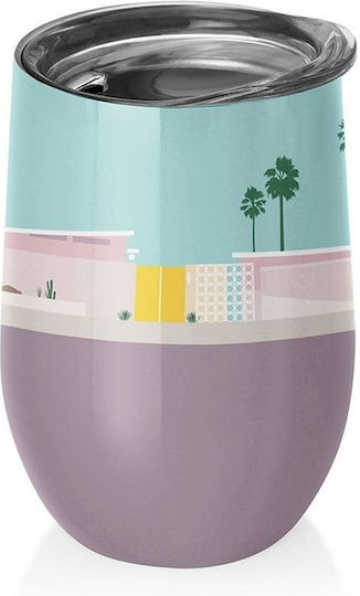 Chic Mic Bioloco Palm Springs Ποτήρι Θερμός Ανοξείδωτο 420ml Πολύχρωμο με Επιστόμιο
