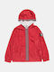 Waterproof Kids' Casual Jacket Short with Hood Red