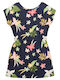 Best Old Song Children's Dress Short Sleeve Floral Blue