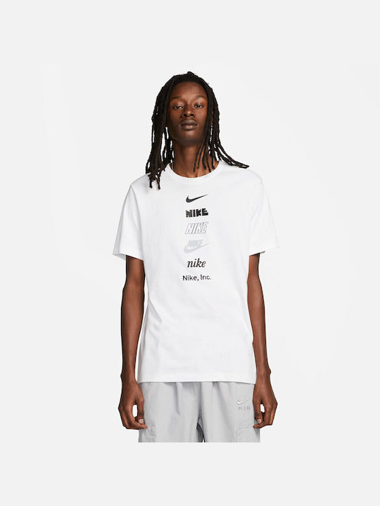 Nike Ανδρικό T-shirt Λευκό με Στάμπα