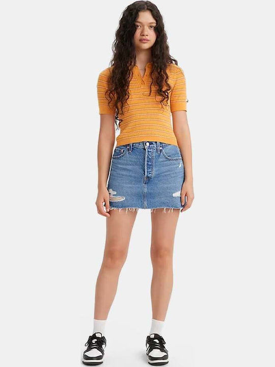 Levi's Icon Denim Cu talie înaltă Mini Fustă Al...
