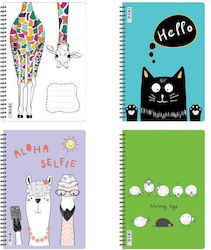 Next Spiral Notebook Ruled B5 70 Sheets 2 Subjects Funny 1pcs (Μiscellaneous Designs/Colors)