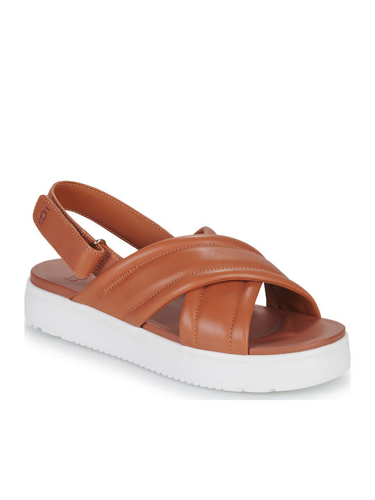 Zayne Δερμάτινα Γυναικεία Σανδάλια Flatforms Ταμπά