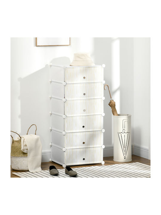 Plastică Suport pentru pantofi cu 6 Rafturi Albă L45xW36.5xH108cm