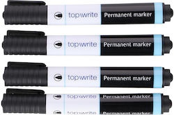 Topwrite Markeri Permanent Culoare Full Face Negru Set 4 Bucăți