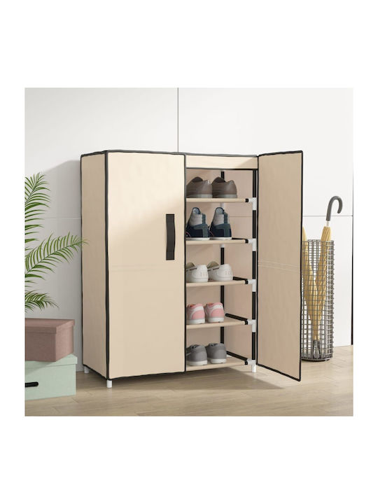 Stoff Schuhschrank mit 5 Regalen Cream L60xW28x...