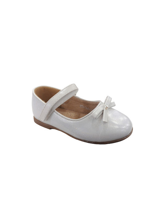 IQ Shoes Παιδικές Μπαλαρίνες με Σκρατς Δερμάτινες Λευκές Athina