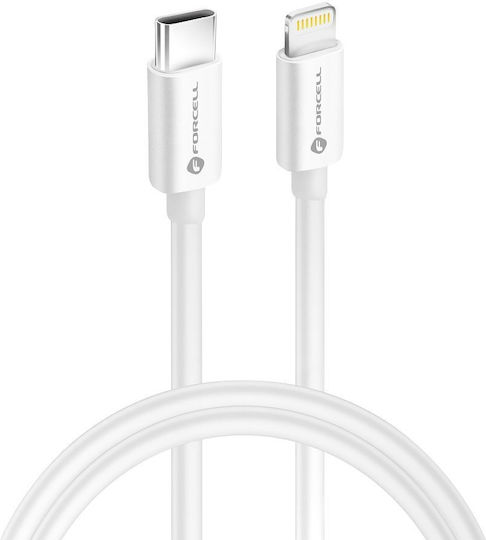 Forcell Редовна USB-C към Lightning кабел 30W Бял 1м (C901 MFI)