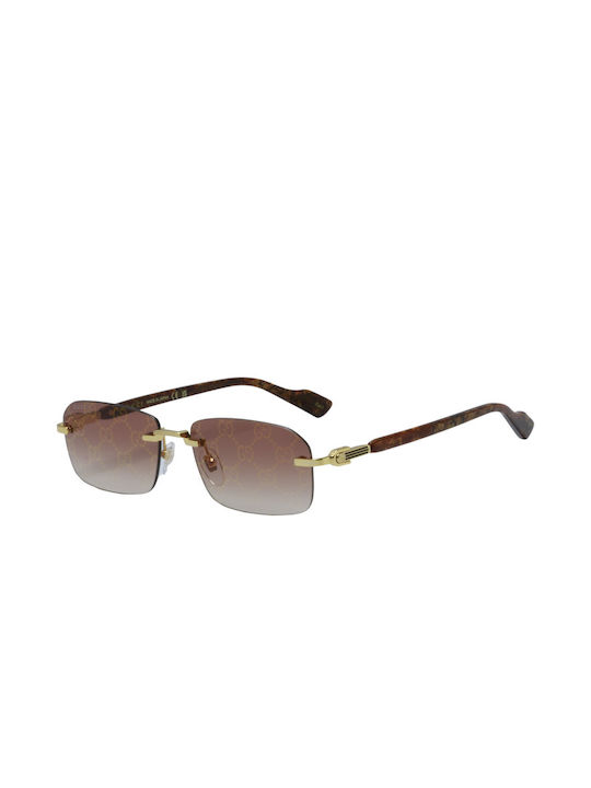 Gucci Sonnenbrillen mit Gold Rahmen und Braun Verlaufsfarbe Linse GG1221S 004