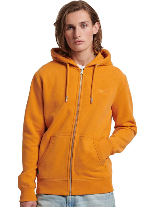 Superdry Ζακέτα με Κουκούλα Bright Orange Marl
