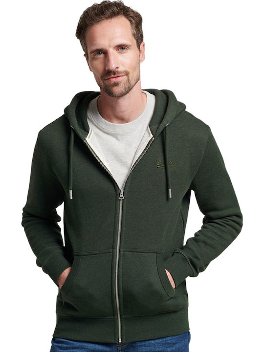 Superdry Ζακέτα με Κουκούλα Olive Marl