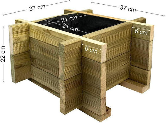 Tesias Pot Wooden 54x54x22cm.