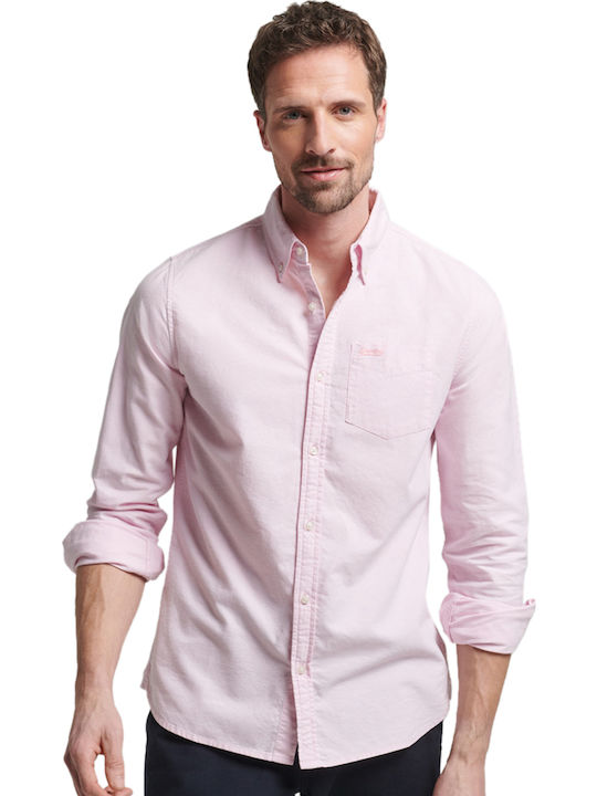 Superdry Long Sleeve Shirt in Wide Line City Pink