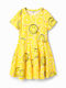 Smiley Limon Children's Dress Short Sleeve Yellow