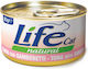 Lifecat Natural Hrană Umedă pentru Pisici Adulte în Conservă cu Creveți și Ton 85gr