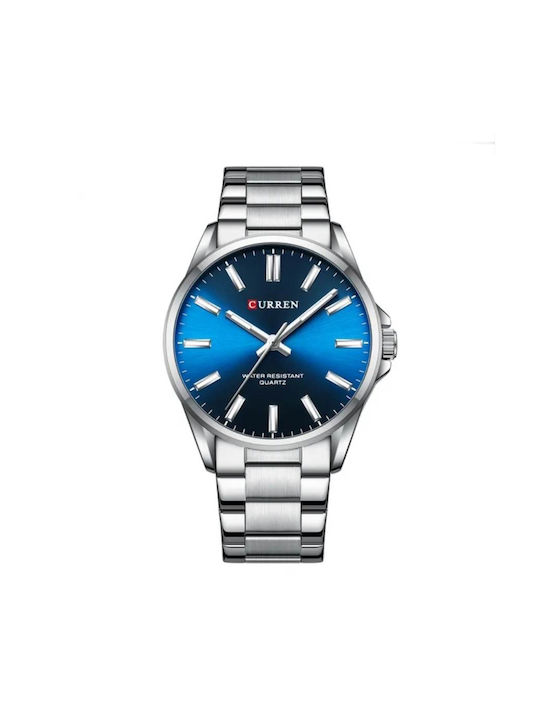 Curren Watch Battery with Metal Bracelet Silver Blue