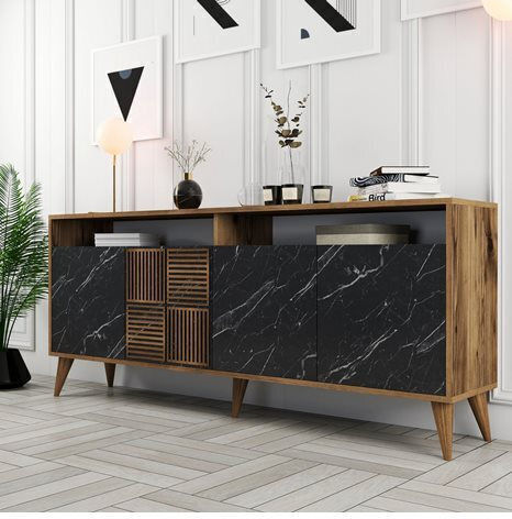 Bufet Black Marble 180x35x78.6cm