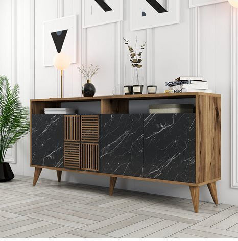 Bufet Black Marble 160x35x78cm