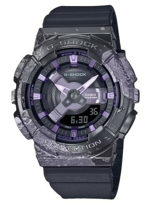 Casio G-shock Ψηφιακό/Αναλογικό Γυναικείο Ρολόι 46mm Μπαταρίας με Μαύρο Καουτσούκ Λουράκι