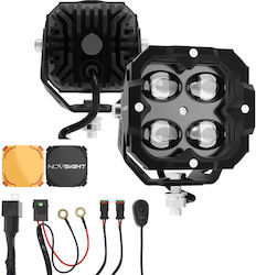 NovSight Квадрат Водоустойчиви Фарове за кола LED 12V 20W 8.4см с Бял осветление 2бр