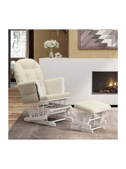 Schaukelstuhl mit Fußhocker Cream 70x72x107cm