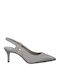 Pointed Toe Gray Heels with Strap