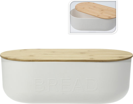 Bread Box with Lid Plastic White 35x19x12cm