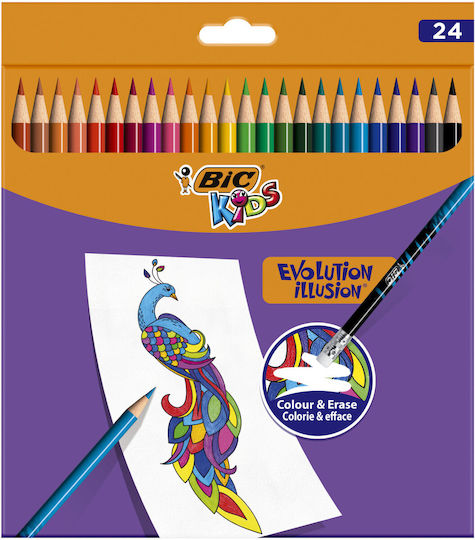 BIC KIds Evolution Illusion Erasable Set de creioane colorate 24buc Pachet de 1 ambalaje
