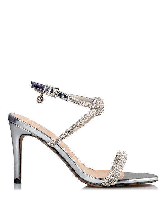 Envie Shoes Damen Sandalen mit Dünn hohem Absatz in Weiß Farbe