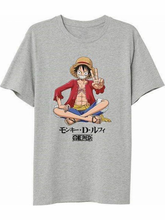 PCMerch T-shirt One Piece Luffy Sitting σε Γκρι χρώμα