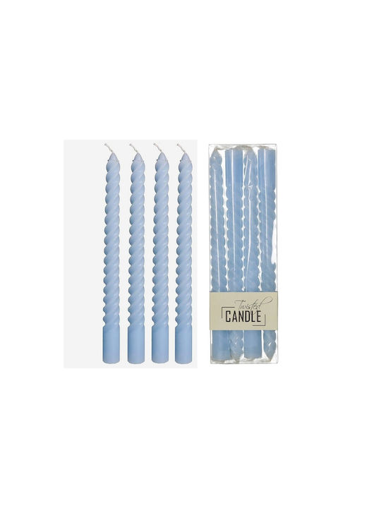 Zaros Decorative Candle Taper Light Blue 26cm 4pcs