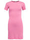 Sommer Mini Sportkleid Kurzärmelig Rosa